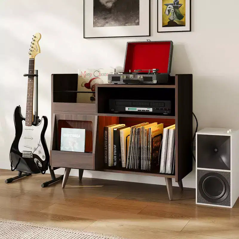 Mobiletto porta dischi in vinile rustico 33 giri, con ripiano per giradischi, capacità fino a 350 album, tavolo per giradischi da camera da letto