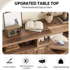 4 Door Recessed Sideboard, Large Kitchen Sideboard, Mid-Century Buffet Table Bar Coffee Bar Wooden Sideboard for Living Room Dining Room Entry