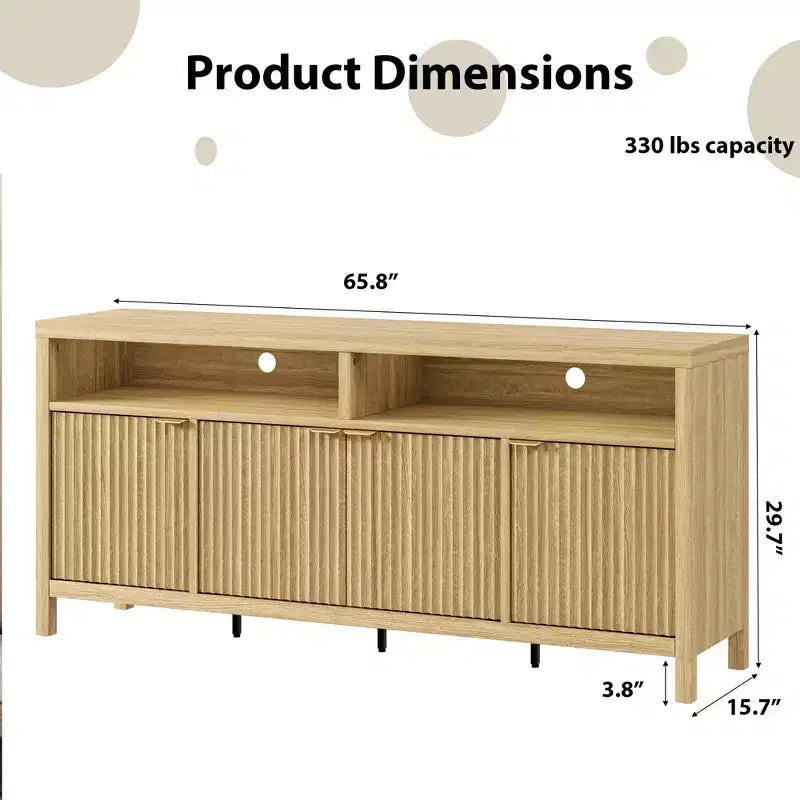 4 Door Recessed Sideboard, Large Kitchen Sideboard, Mid-Century Buffet Table Bar Coffee Bar Wooden Sideboard for Living Room Dining Room Entry