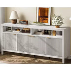 4 Door Recessed Sideboard, Large Kitchen Sideboard, Mid-Century Buffet Table Bar Coffee Bar Wooden Sideboard for Living Room Dining Room Entry