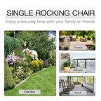 Sedia a dondolo in legno per esterni, dondolo rustico Adirondack biposto con sedile a doghe, schienale alto, braccioli per patio, giardino e portico