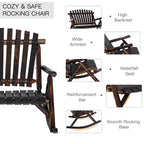 Sedia a dondolo in legno per esterni, dondolo rustico Adirondack biposto con sedile a doghe, schienale alto, braccioli per patio, giardino e portico