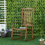 Traditional Wooden High-Back Rocking Chair for Porch, Indoor/Outdoor