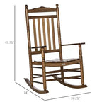 Traditional Wooden High-Back Rocking Chair for Porch, Indoor/Outdoor