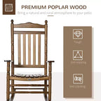 Traditional Wooden High-Back Rocking Chair for Porch, Indoor/Outdoor