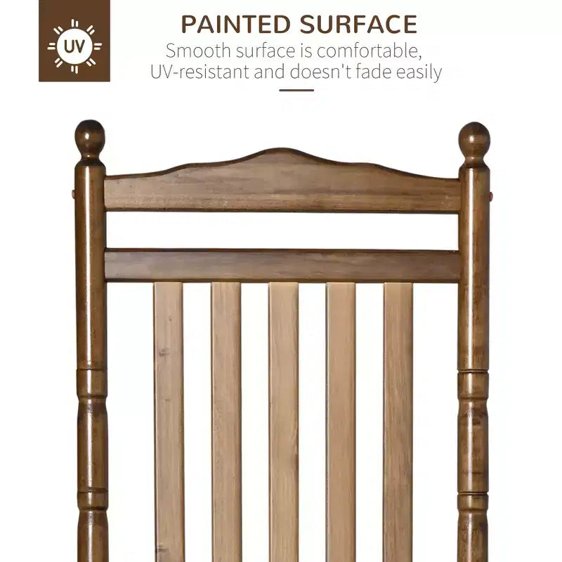 Traditional Wooden High-Back Rocking Chair for Porch, Indoor/Outdoor
