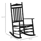 Traditional Wooden High-Back Rocking Chair for Porch, Indoor/Outdoor