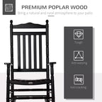 Traditional Wooden High-Back Rocking Chair for Porch, Indoor/Outdoor