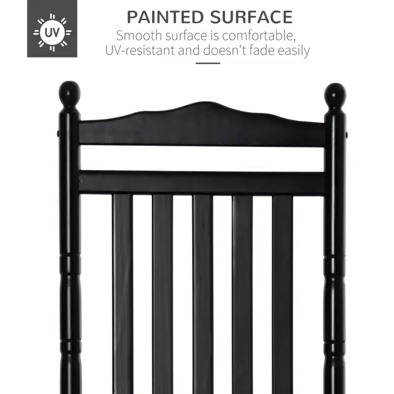 Traditional Wooden High-Back Rocking Chair for Porch, Indoor/Outdoor