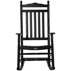 Traditional Wooden High-Back Rocking Chair for Porch, Indoor/Outdoor