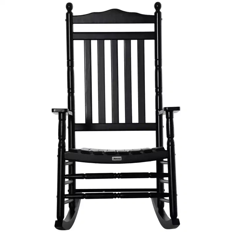 Traditional Wooden High-Back Rocking Chair for Porch, Indoor/Outdoor
