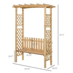 Pergola a panchina da giardino per esterni con struttura in legno di abete naturale, vernice protettiva