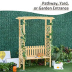 Pergola a panchina da giardino per esterni con struttura in legno di abete naturale, vernice protettiva