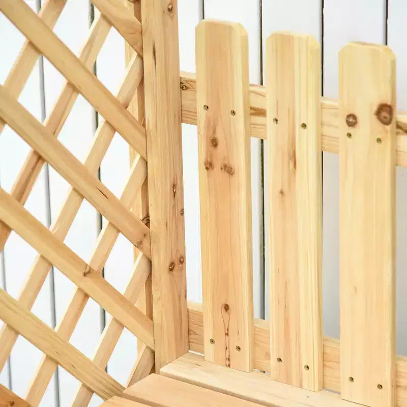 Pergola a panchina da giardino per esterni con struttura in legno di abete naturale, vernice protettiva