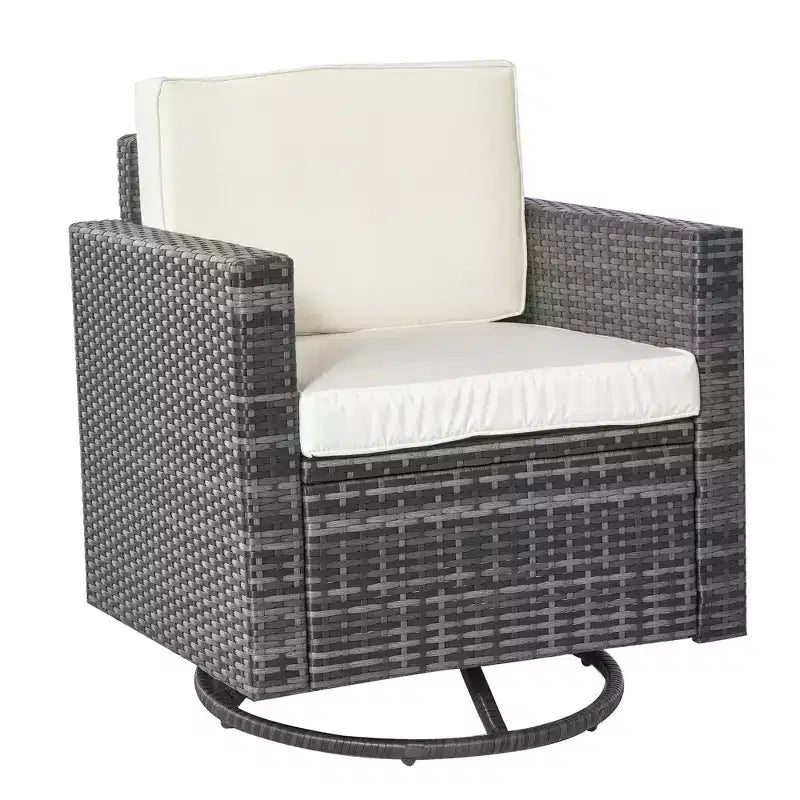 Outdoor Swivel Rocker, PE Wicker Dining Chair, 360 Degree Swivel Patio Glider with Cushions for Backyard, Lawn, Garden, Deck, Porch, Steel Frame