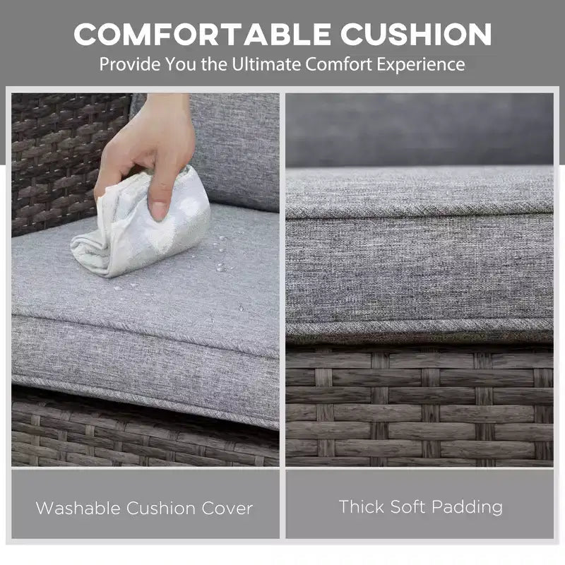 Sedia a dondolo in vimini per esterni, Dondolo in rattan con cuscini, Struttura in acciaio per patio, giardino