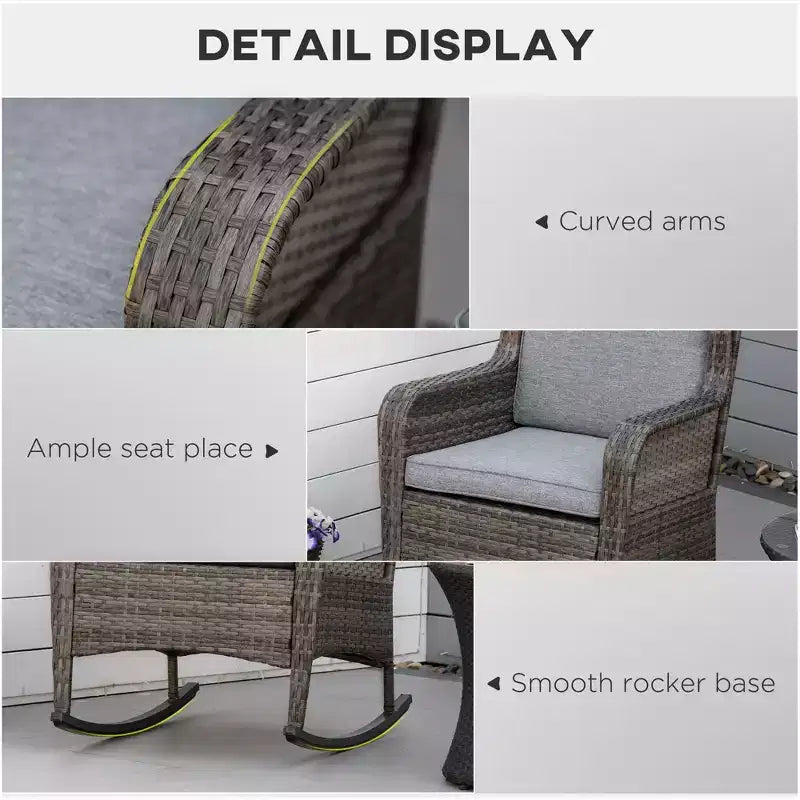 Sedia a dondolo in vimini per esterni, Dondolo in rattan con cuscini, Struttura in acciaio per patio, giardino