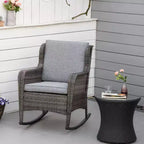 Sedia a dondolo in vimini per esterni, Dondolo in rattan con cuscini, Struttura in acciaio per patio, giardino