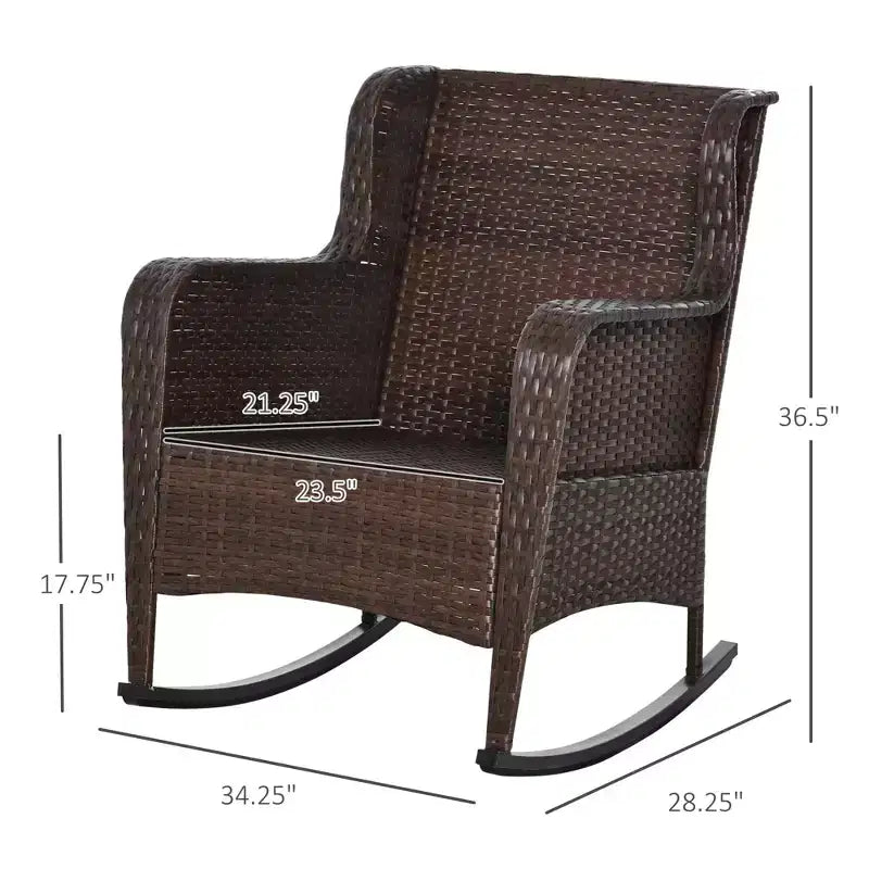 Sedia a dondolo in vimini per esterni, Dondolo in rattan con cuscini, Struttura in acciaio per patio, giardino