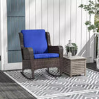 Sedia a dondolo in vimini per esterni, Dondolo in rattan con cuscini, Struttura in acciaio per patio, giardino