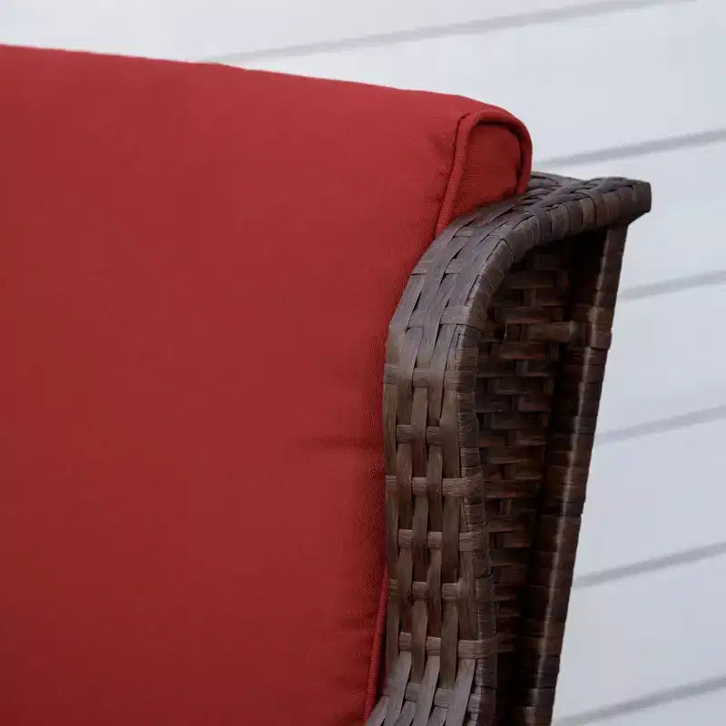 Sedia a dondolo in vimini per esterni, Dondolo in rattan con cuscini, Struttura in acciaio per patio, giardino