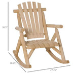 Sedia a Dondolo in Legno da Esterno, Dondolo Adirondack Rustico Monoposto con Seduta a Doghe, Schienale Alto, Braccioli per Patio, Giardino e Portico