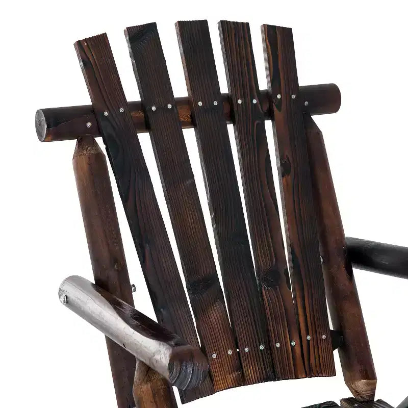 Sedia a Dondolo in Legno da Esterno, Dondolo Adirondack Rustico Monoposto con Seduta a Doghe, Schienale Alto, Braccioli per Patio, Giardino e Portico