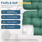 Sedia a dondolo da patio Heynemo con pouf, sedia a dondolo a forma di uovo da esterno e interno con cuscini, sedia a sdraio in metallo, sedia Papasan oversize, sedia da lettura