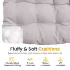Sedia a dondolo da patio Heynemo con pouf, sedia a dondolo a forma di uovo da esterno e interno con cuscini, sedia a sdraio in metallo, sedia Papasan oversize, sedia da lettura