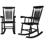 Set di 2 sedie a dondolo per veranda, 158 kg. Sedie a dondolo da esterno in legno con schienale alto per giardino, patio, balcone
