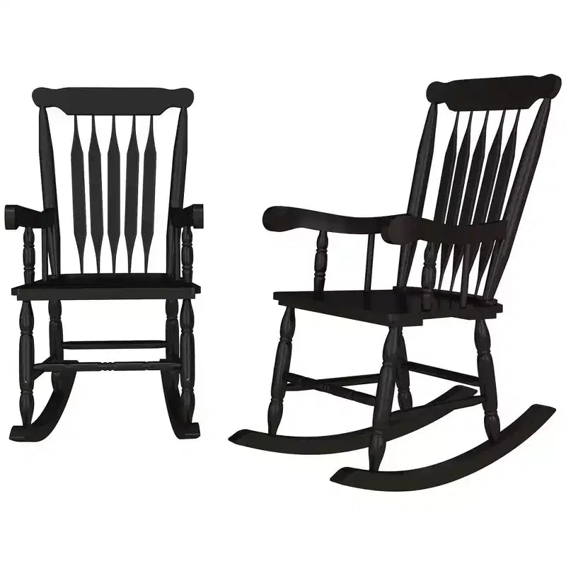 Set di 2 sedie a dondolo per veranda, 158 kg. Sedie a dondolo da esterno in legno con schienale alto per giardino, patio, balcone