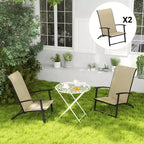 Set di 2 sedie da pranzo per esterni con schienale alto, braccioli, sedie pieghevoli da giardino per patio, prato, campeggio