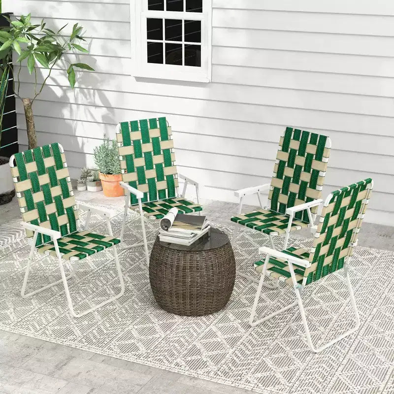 Set di 4 sedie pieghevoli da giardino, sedie classiche da campeggio per esterni, sedie portatili da giardino con braccioli