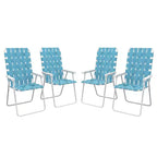 Set of 4 Patio Folding Chairs, Classic Outdoor Camping Chairs, Portable Lawn Chairs w/ Armrests