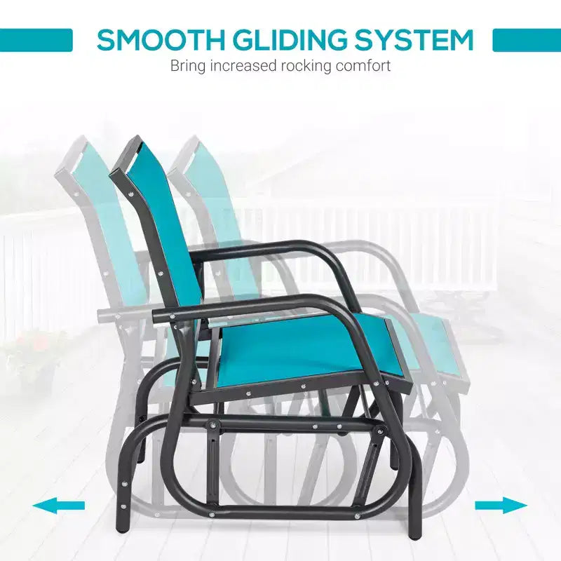 Outdoor Glider Chair, Steel Swing Chai with Curved Armrests for Porch, Garden, Poolside, Balcony