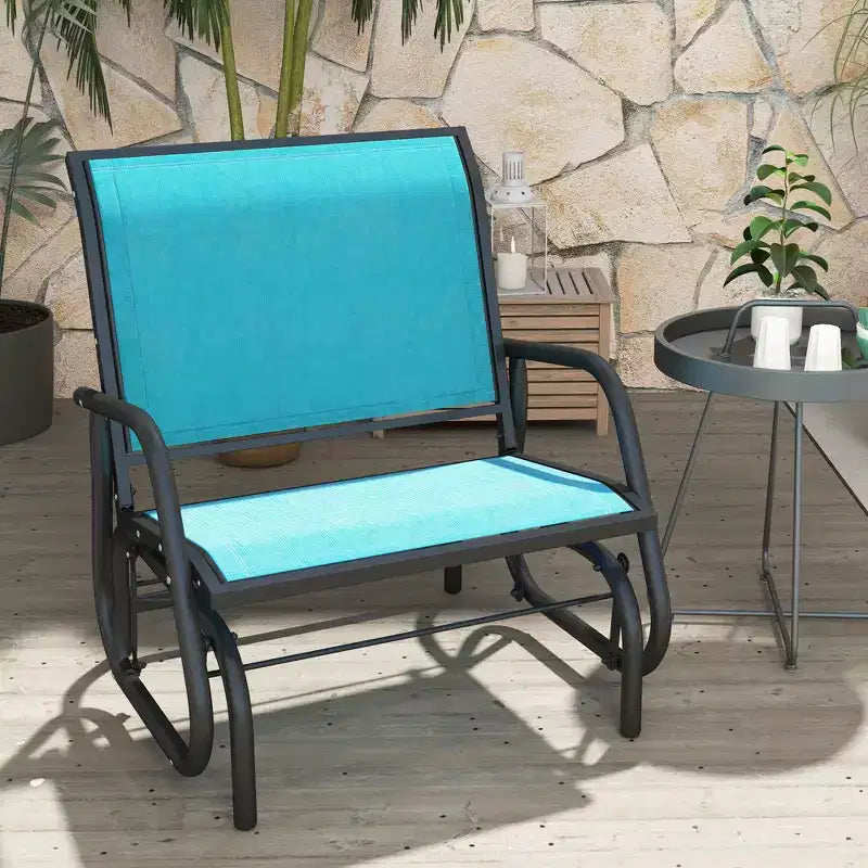 Outdoor Glider Chair, Steel Swing Chai with Curved Armrests for Porch, Garden, Poolside, Balcony