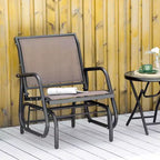 Outdoor Glider Chair, Steel Swing Chai with Curved Armrests for Porch, Garden, Poolside, Balcony
