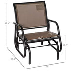 Outdoor Glider Chair, Steel Swing Chai with Curved Armrests for Porch, Garden, Poolside, Balcony