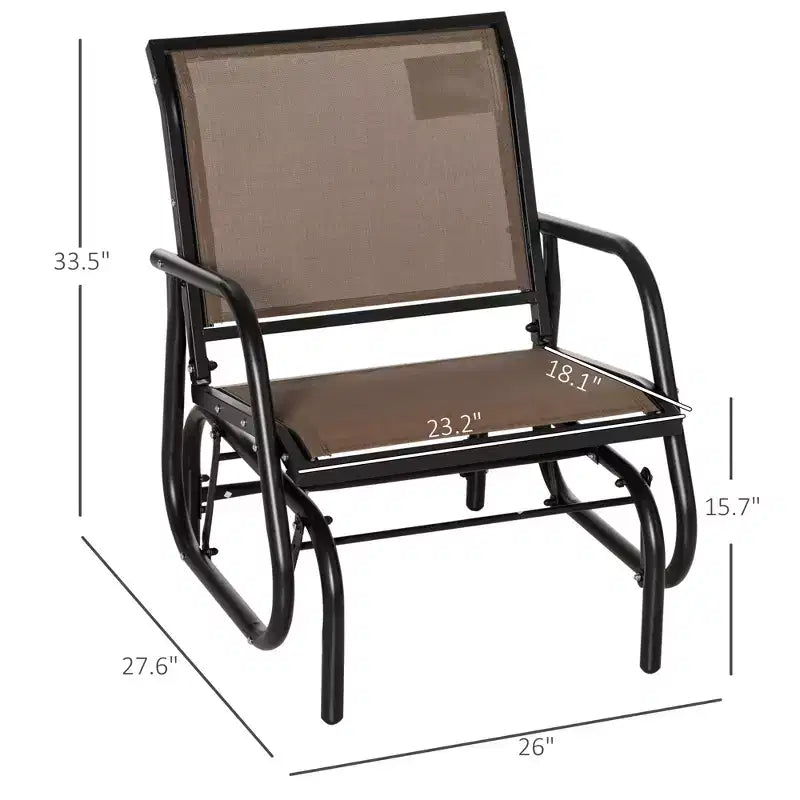 Outdoor Glider Chair, Steel Swing Chai with Curved Armrests for Porch, Garden, Poolside, Balcony