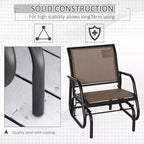 Outdoor Glider Chair, Steel Swing Chai with Curved Armrests for Porch, Garden, Poolside, Balcony