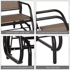 Outdoor Glider Chair, Steel Swing Chai with Curved Armrests for Porch, Garden, Poolside, Balcony