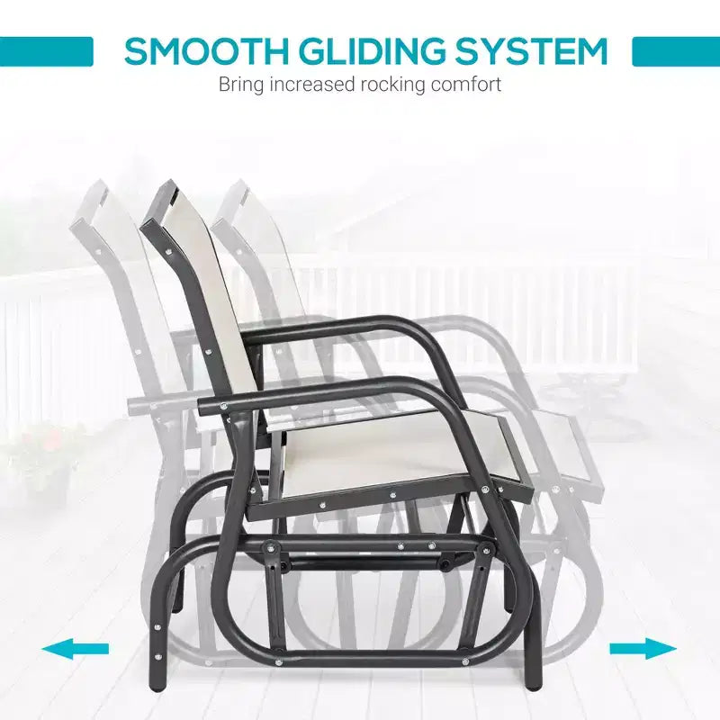 Outdoor Glider Chair, Steel Swing Chai with Curved Armrests for Porch, Garden, Poolside, Balcony