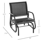 Outdoor Glider Chair, Steel Swing Chai with Curved Armrests for Porch, Garden, Poolside, Balcony
