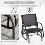 Outdoor Glider Chair, Steel Swing Chai with Curved Armrests for Porch, Garden, Poolside, Balcony