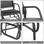 Outdoor Glider Chair, Steel Swing Chai with Curved Armrests for Porch, Garden, Poolside, Balcony