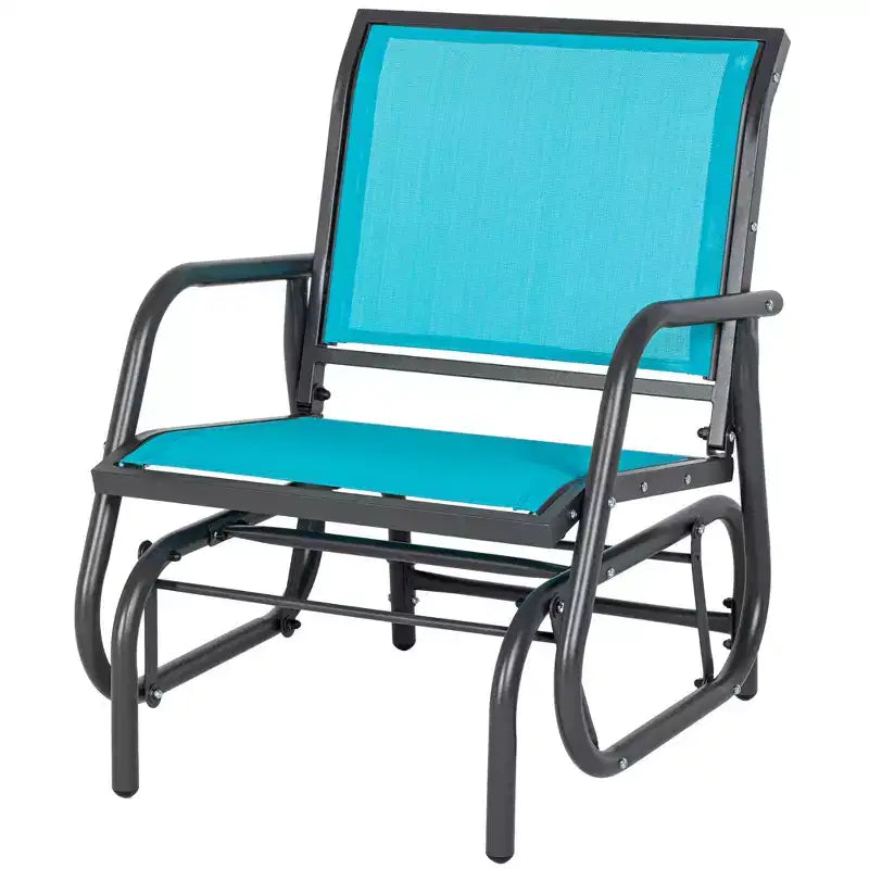 Sedia a Dondolo da Esterno, Dondolo da Giardino in Acciaio con Braccioli Curvi per Veranda, Giardino, Bordo Piscina, Balcone