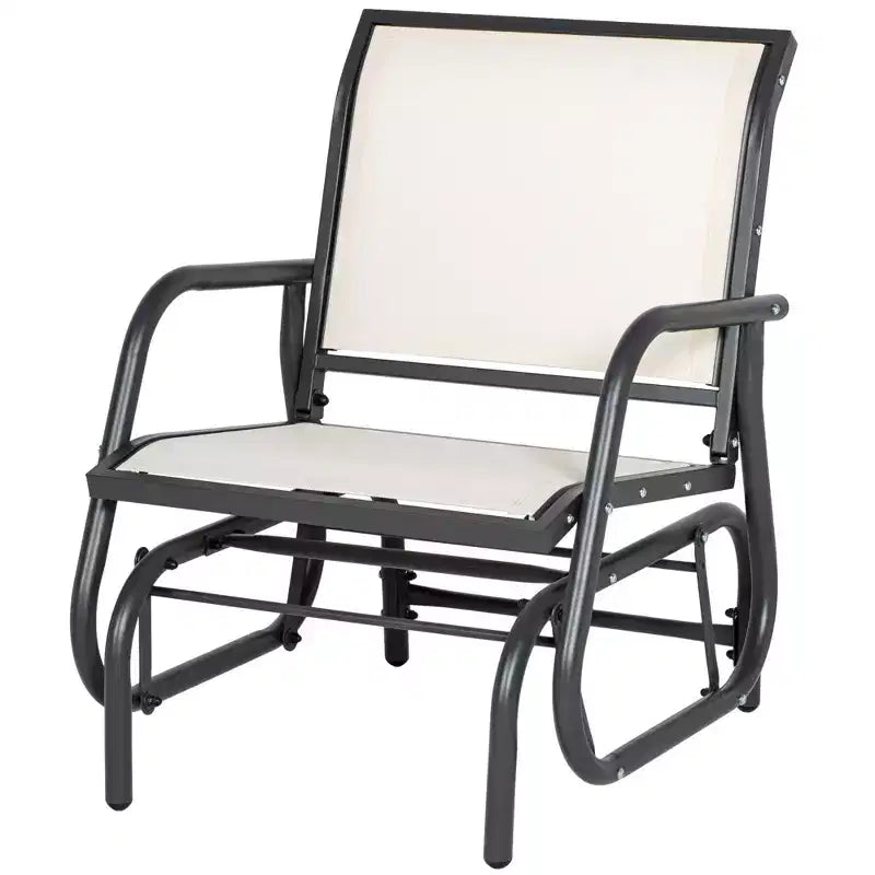 Sedia a Dondolo da Esterno, Dondolo da Giardino in Acciaio con Braccioli Curvi per Veranda, Giardino, Bordo Piscina, Balcone