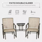 Outdoor Glider Chairs with Coffee Table, Patio 2-Seat Rocking Chair Swing Loveseat with Breathable Sling for Backyard, Garden, and Porch