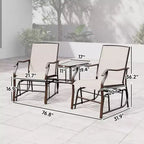 Outdoor Glider Chairs with Coffee Table, Patio 2-Seat Rocking Chair Swing Loveseat with Breathable Sling for Backyard, Garden, and Porch