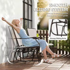 Outdoor Glider Chairs with Coffee Table, Patio 2-Seat Rocking Chair Swing Loveseat with Breathable Sling for Backyard, Garden, and Porch